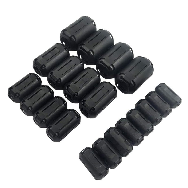 FeFu 20Pcs Clip-on Ferrite Ring Core Ferrite Bead RFI EMI Noise Suppressor Cable Clip for 3mm/ 5mm/ 7mm/ 9mm/ 13mm Diameter Cable, Black - Image 1